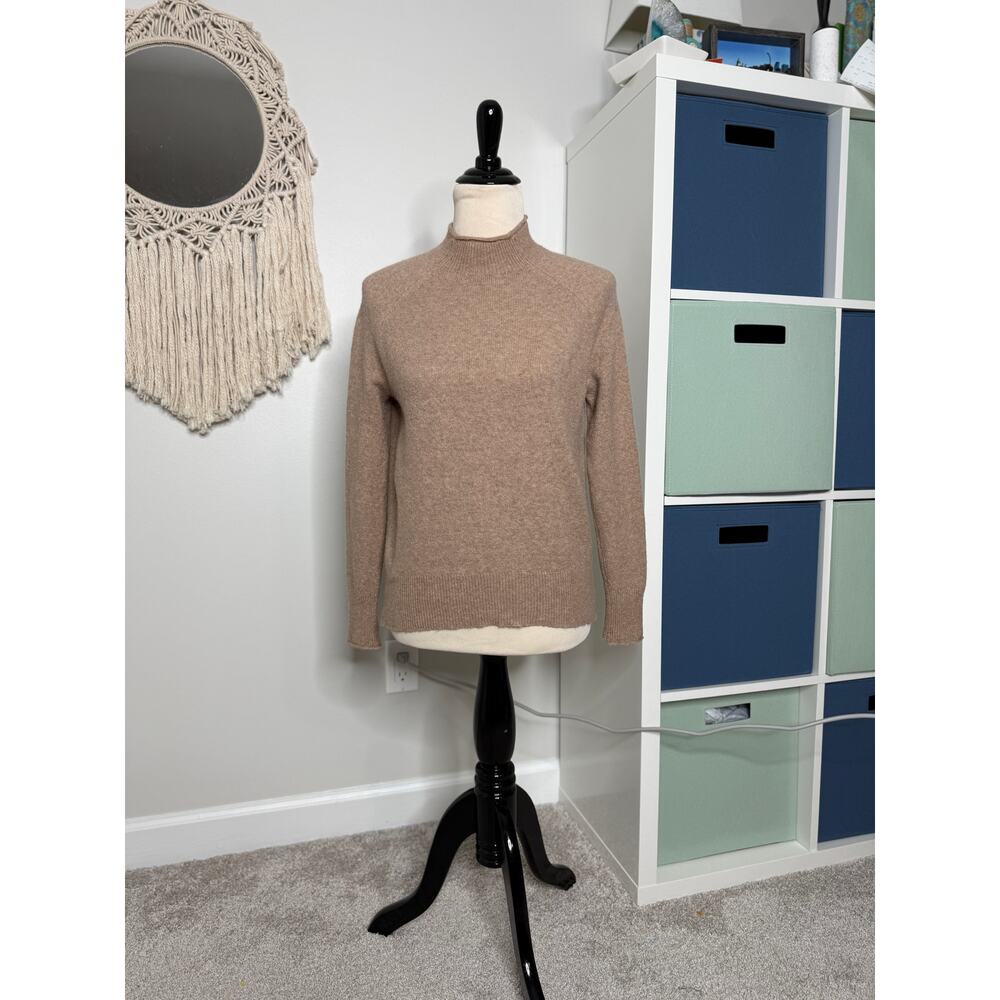 Women's J. Crew Roll Neck Sweater Oatmeal Tan Brown Merino Wool Alpaca XXS